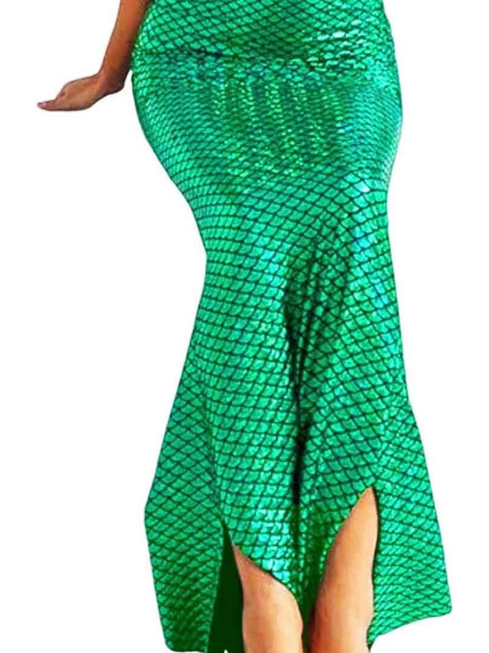 Green Mermaid-Scale Maxi Skirt Costume